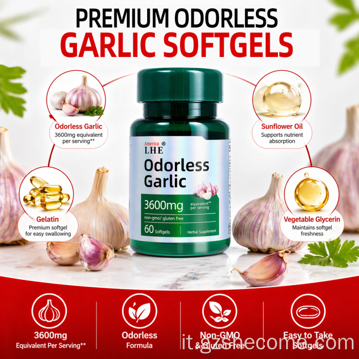 Softgel di aglio inodore alle erbe Supporto cardiovascolare